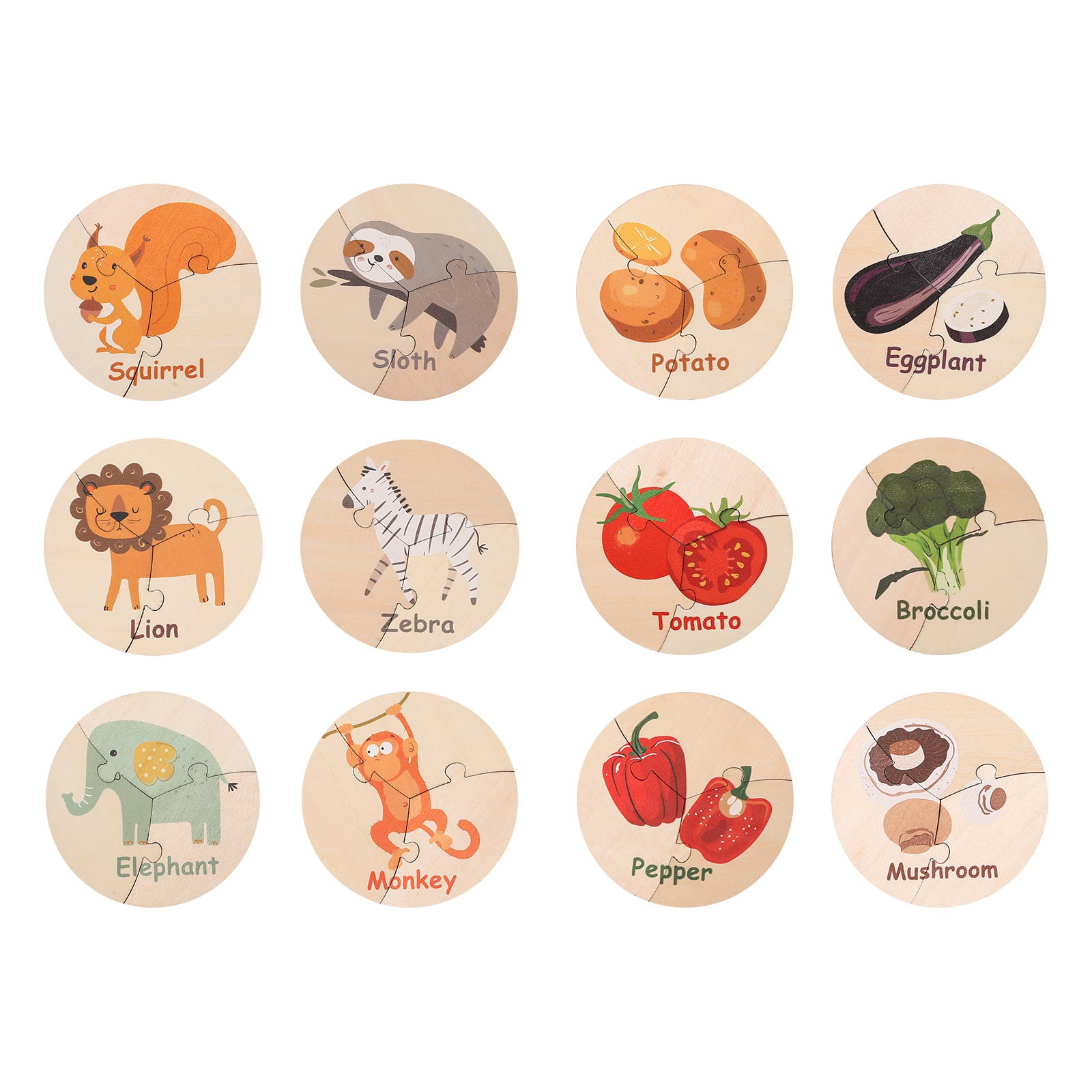 Bubba Wooden Animal and Vegetable Puzzles