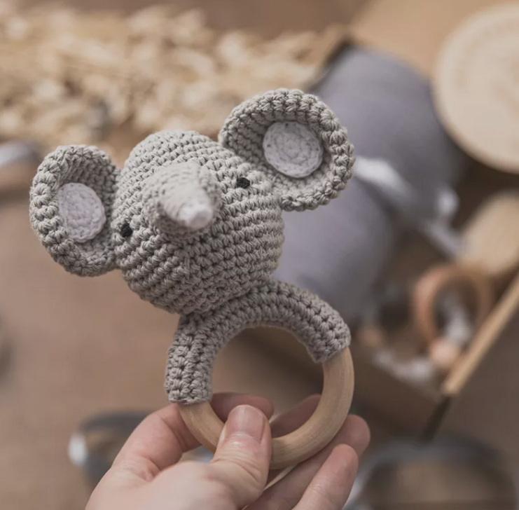 Bubba's Animal Crochet Rattle -  Lion & Elephant