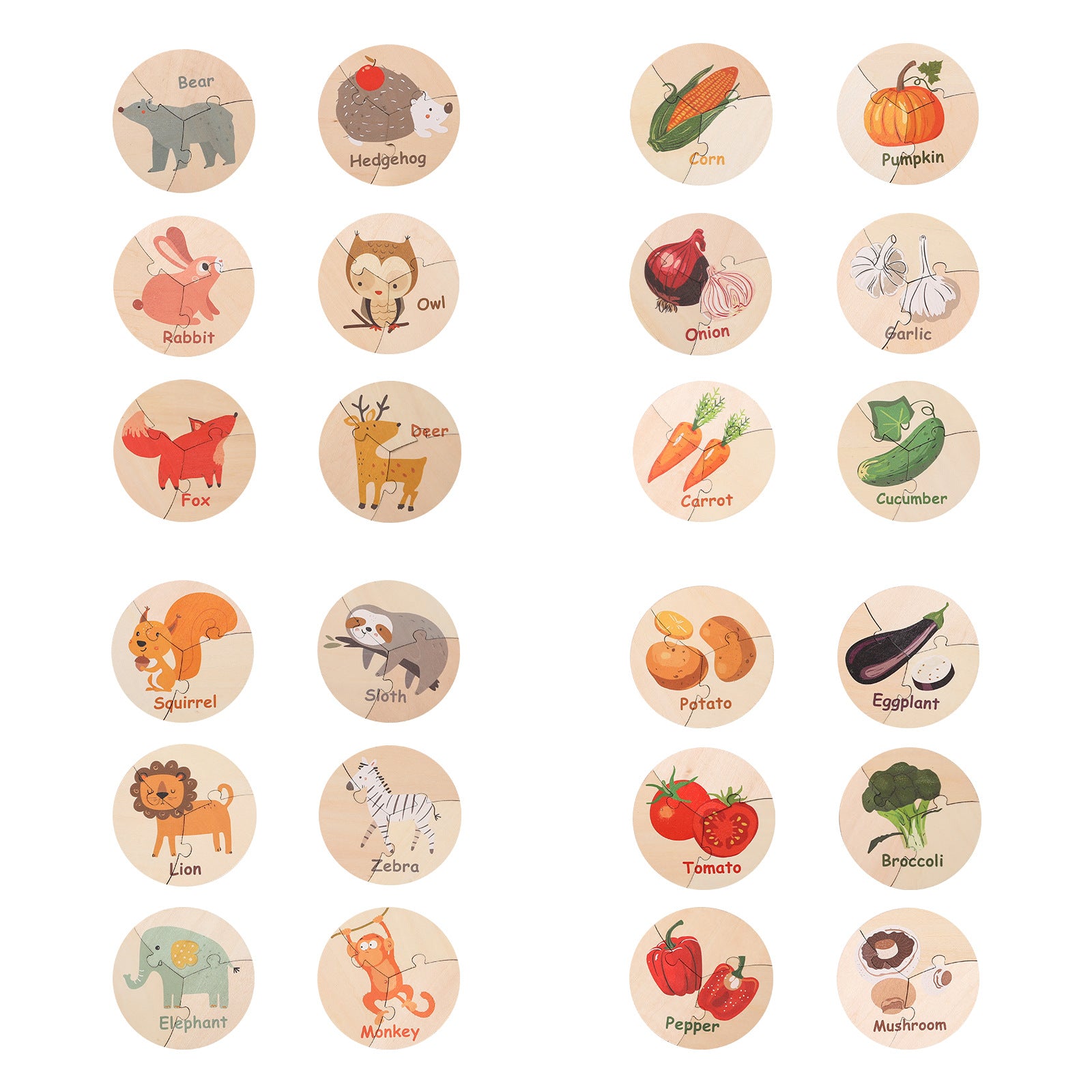 Bubba Wooden Animal and Vegetable Puzzles