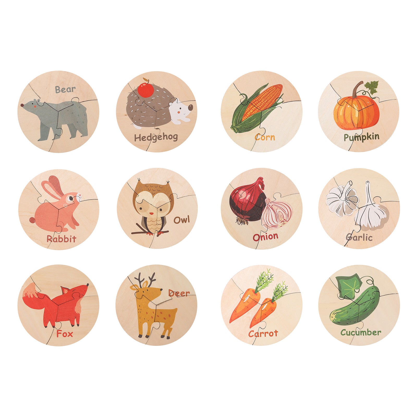 Bubba Wooden Animal and Vegetable Puzzles